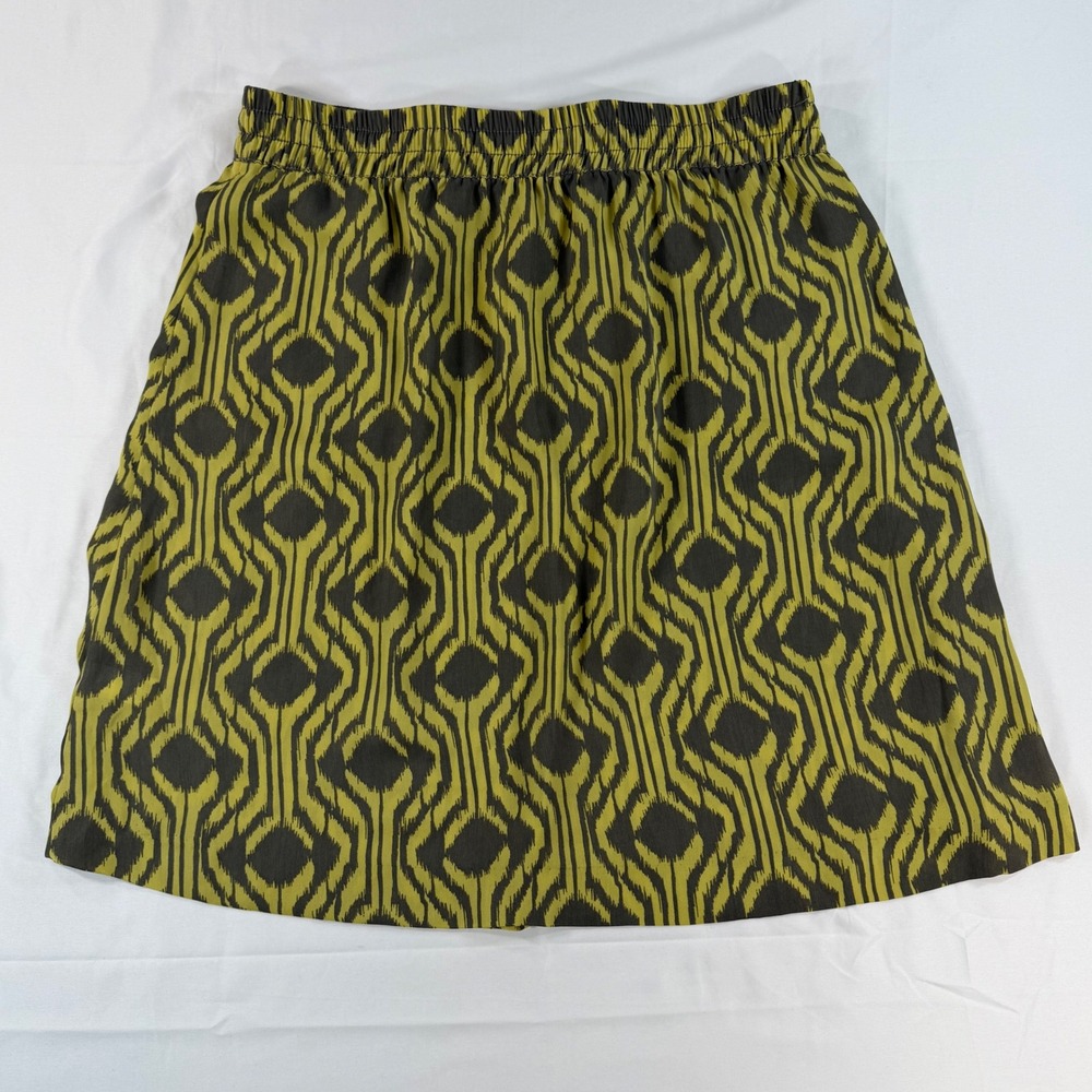 Banana Republic Heritage Mini Skirt Small Olive Green Grey Geometric Ikat Print - Picture 2 of 7